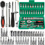 46Pcs Family Tools 1/4 Set Mechanic Tool Kits for Auto Repair Hous with Sockets Metric Hex Bit Socke