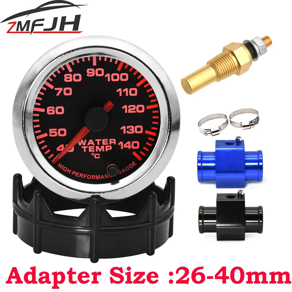 52mm Water Temp Gauge 40-140C | 7-Color Racing Gauge Kit with 1/8NPT Sensor