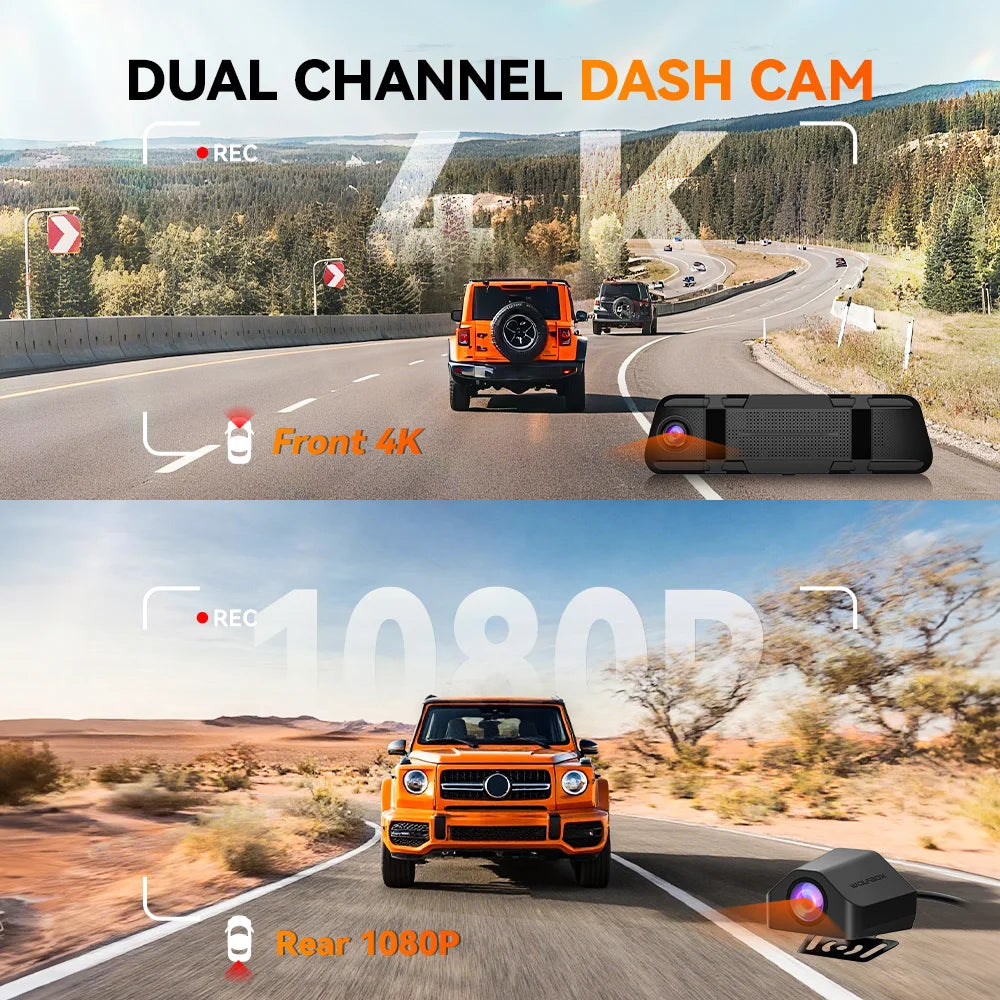 Dash Cam 4K+1080P M40 Front and Rear with Voice Control ADAS and GPS