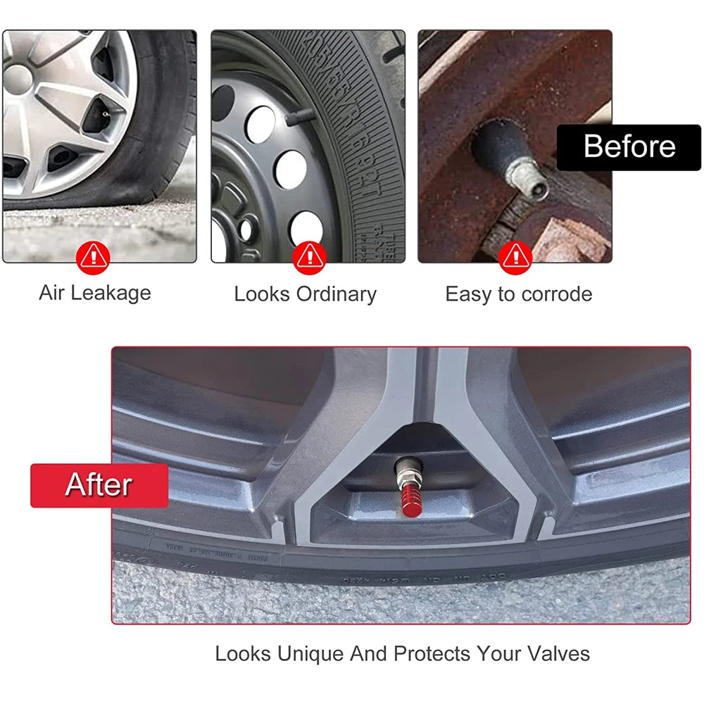 Aluminum Tire Valve Caps | Dustproof Universal Stem Covers for Cars, Bikes, Trucks, additional angle