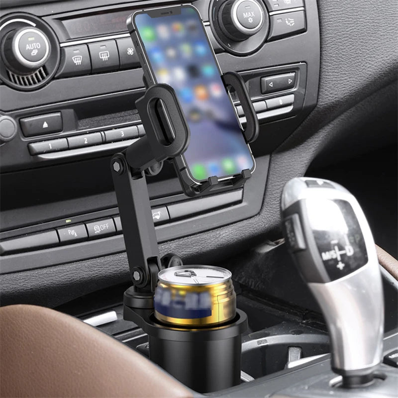 Car Cup Holder Expander with Phone Mount 360° Rotation