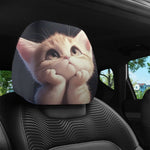 Two cute cat car headrest covers, car interior accessories, daily universal, anti-oil alternate view