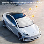 Tesla Model Y 3 Front Window Sunshade | UV Protection Glass Roof Skylight Visor close-up view