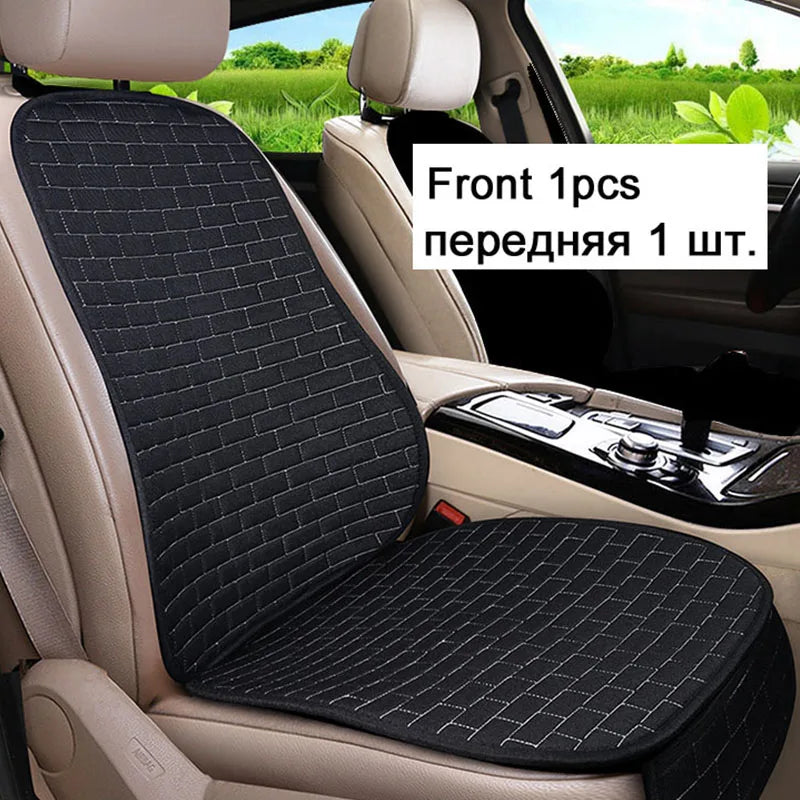 Flax Car Seat Cushion Pad Thick Fiber Filled Seat Cover close-up view