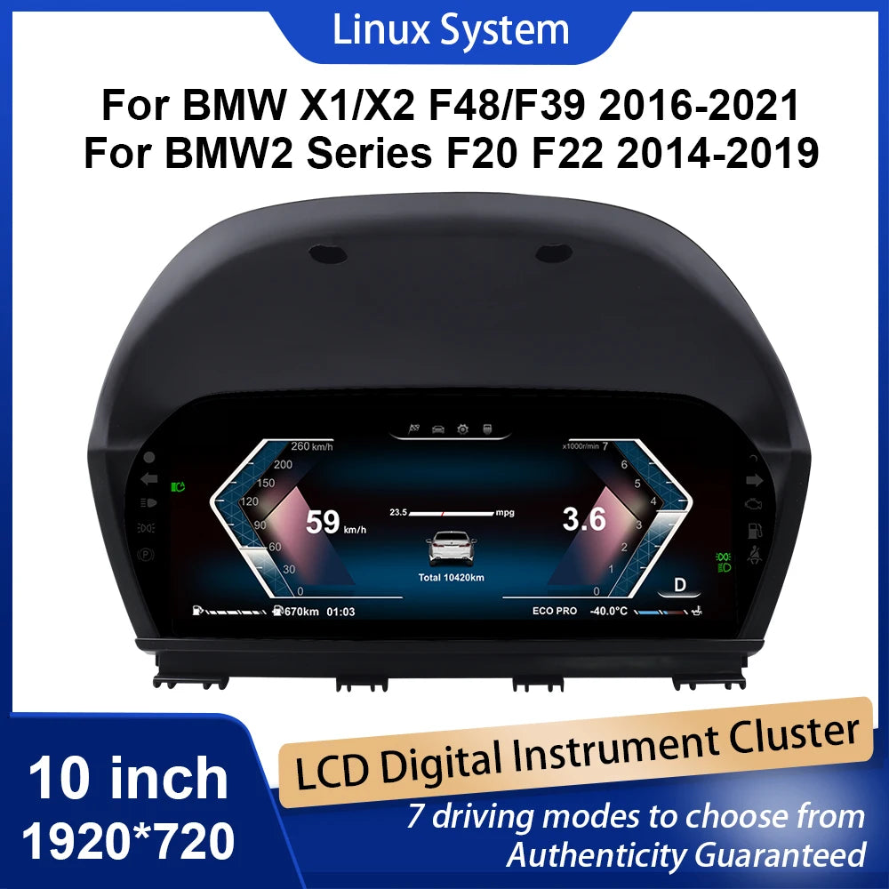 10-Inch Digital Cluster Dashboard for BMW 1/2 Series X1 X2 | Plug-and-Play Odometer