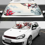 Chinese Plum Flower Sunshade Windscreen 3D Film Plaid Gift Novelty Car Front Window additional angle