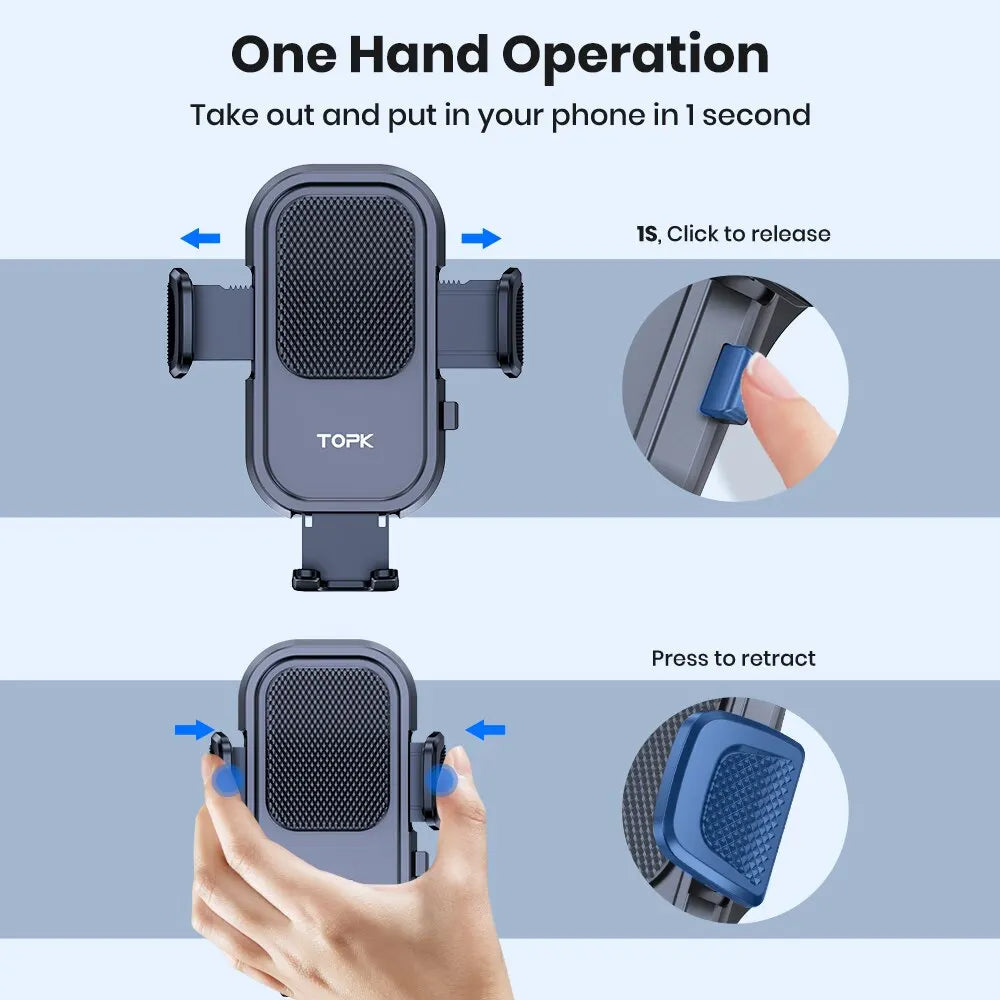 TOPK Car Phone Holder Mount | Upgraded Metal Hook Air Vent Phone Mount for All Phon additional angle