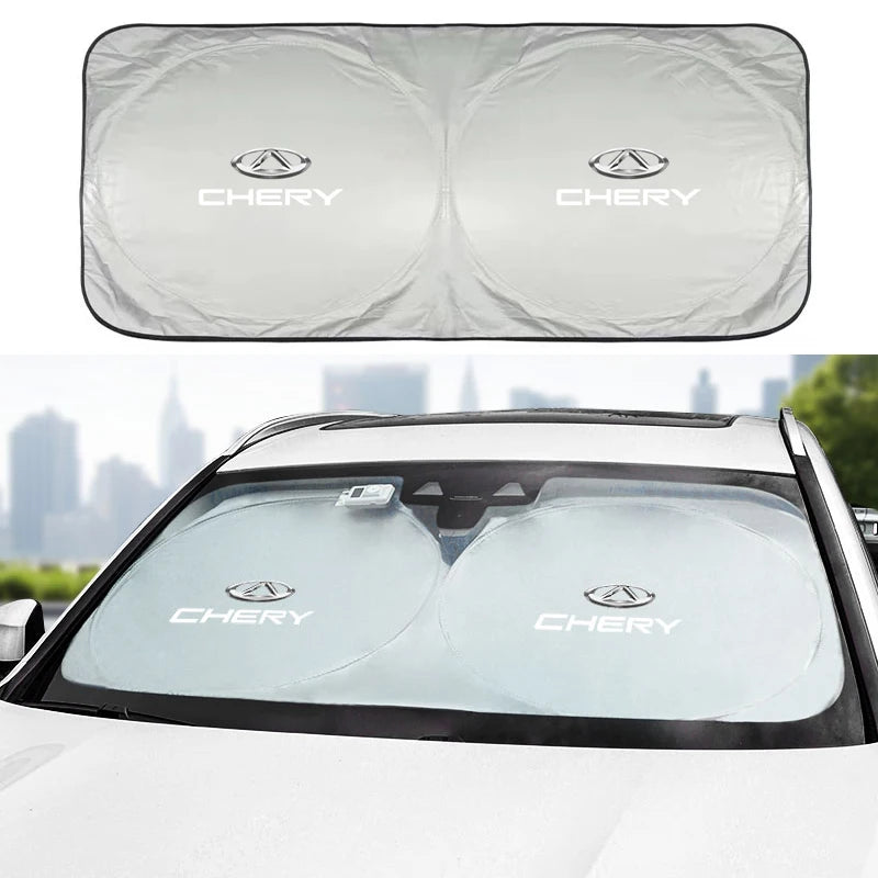 Car Windshield Sun Shade Visor UV Protection Shield | 140 x 70 cm Foldable Sunshade for Chery Models
