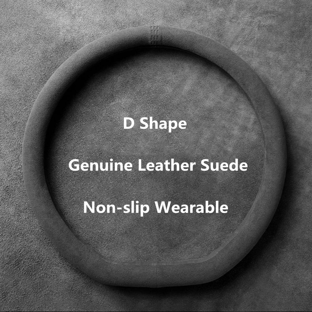 Car Steering Wheel Covers Cowhide Suede Steering Wheel Cover Wrap Universal 37-38cm B alternate view