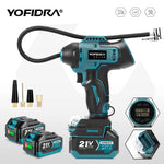 YOFIDRA Electric Air Pump Tire Inflator High Pressure Digital Display Multifunct Car Air Compressor Tool For Makita Battery Pin