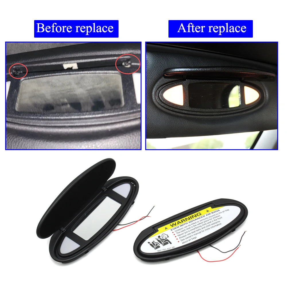 For Porsche Boxster Cayman 986 987 CARRELA TARGA GT2 GT3 996 997 Car Makeup Vanity Sun Visor Shade Mirror Cover Assembly