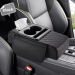 Auto Center Console Armrest Height Pad, Armrest Cushion Cover with 2 Cup Holders, All-Season Car Arm