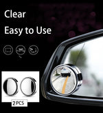 2Pcs Round Frame Convex Blind Spot Mirror Safety Driving Wide-angle 360 Degree Adjust alternate view