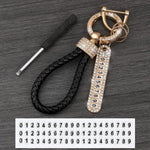 Leather Car Keychain With Phone Number Card Holder detail view