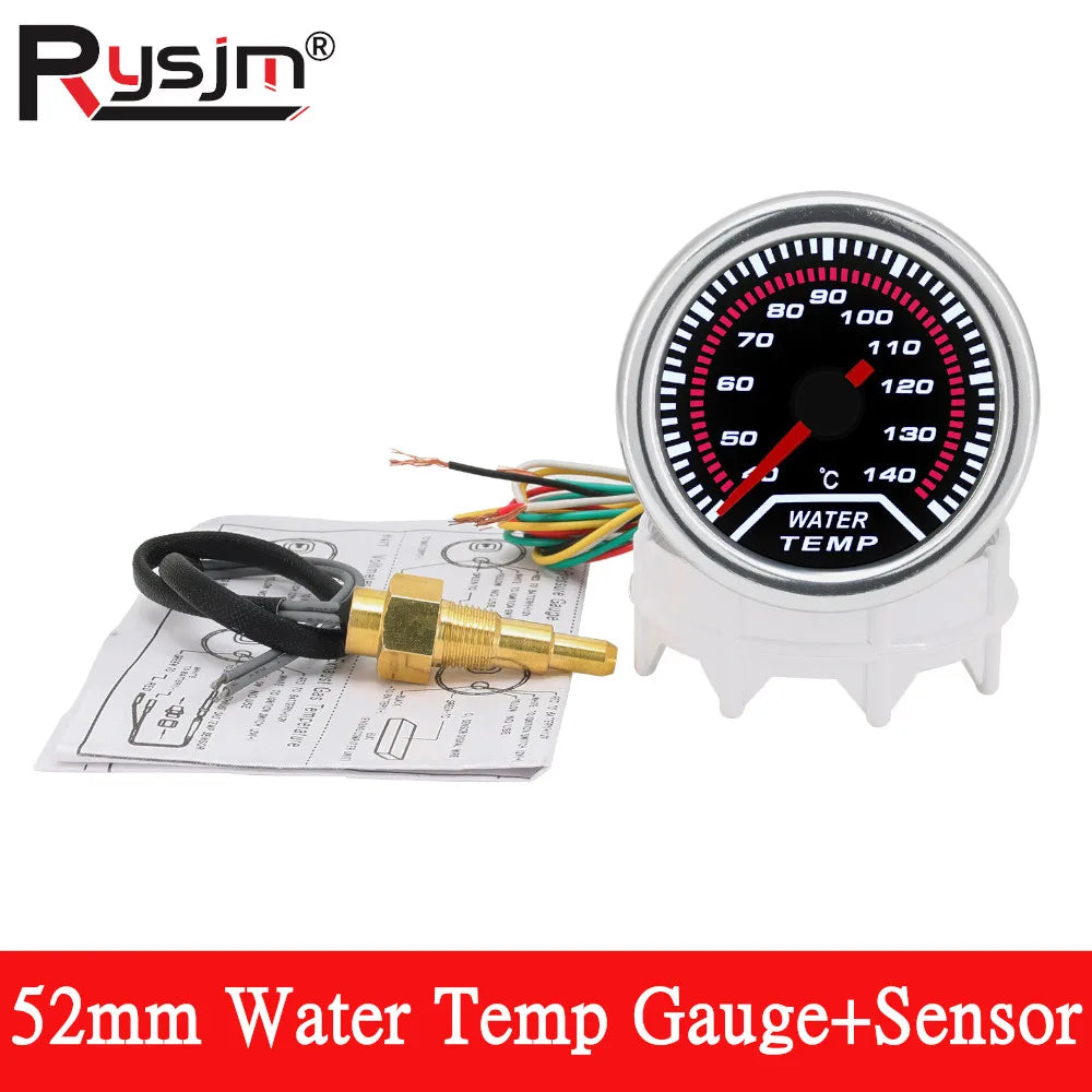 52mm 12V Car Gauge Set | Water Temp Oil Temp Oil Press Voltmeter Tachometer RPM Air Fu close-up view