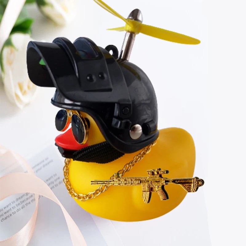 Motor Accessories Yellow Duck with Helmet for Bike Without Lights Auto Car Accessories D detail view