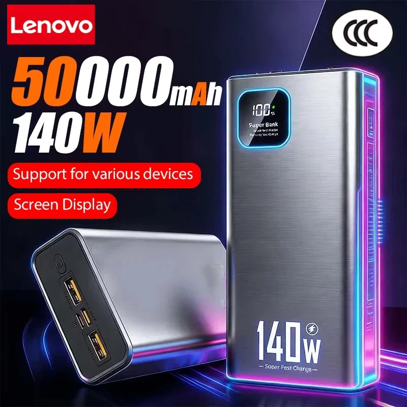 Lenovo 140W 500000mAh Ultra Capacity Power Bank | Super Fast Charging Portable Battery