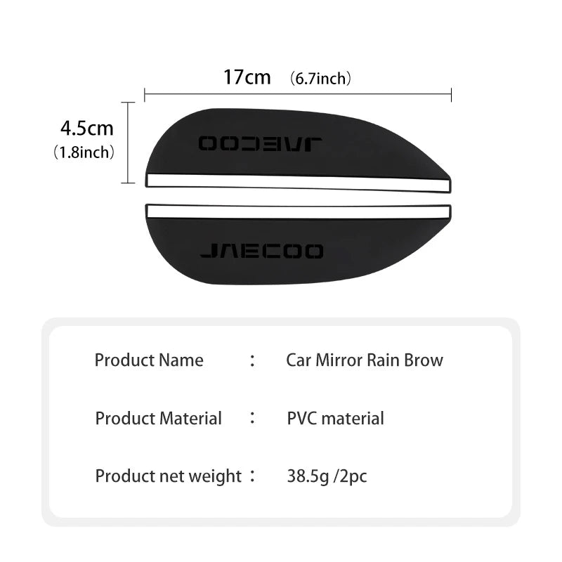 Car Sun Visor Rearview Mirror Rain Eyebrow Shield Stickers For JAECOO J7 PHEV J8 Omoda C9 2WD
