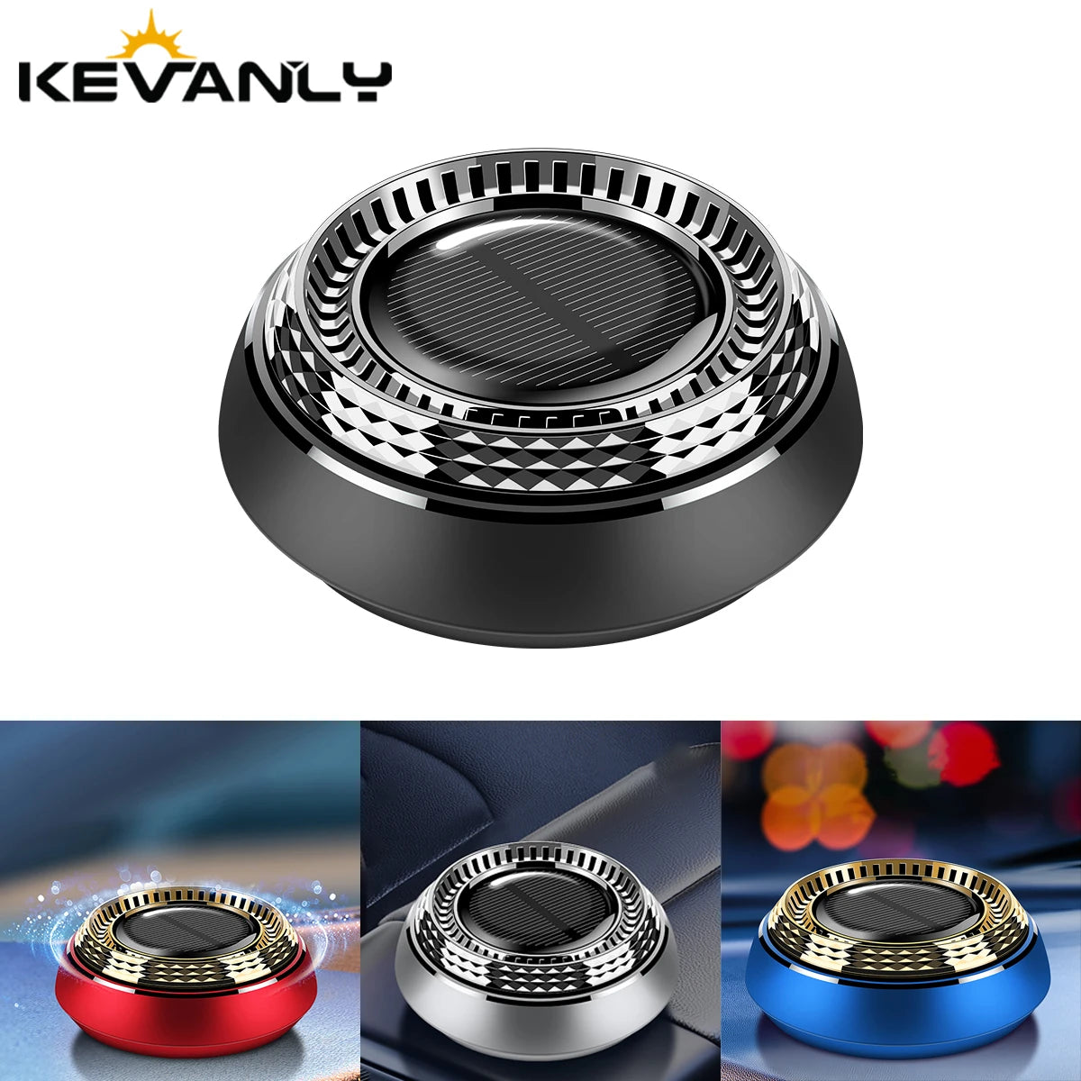 1pcs Solar Powered Car Interior Air Freshener Center Console Decoration Rotatable Aromatherapy Cologne Ocean Perfume