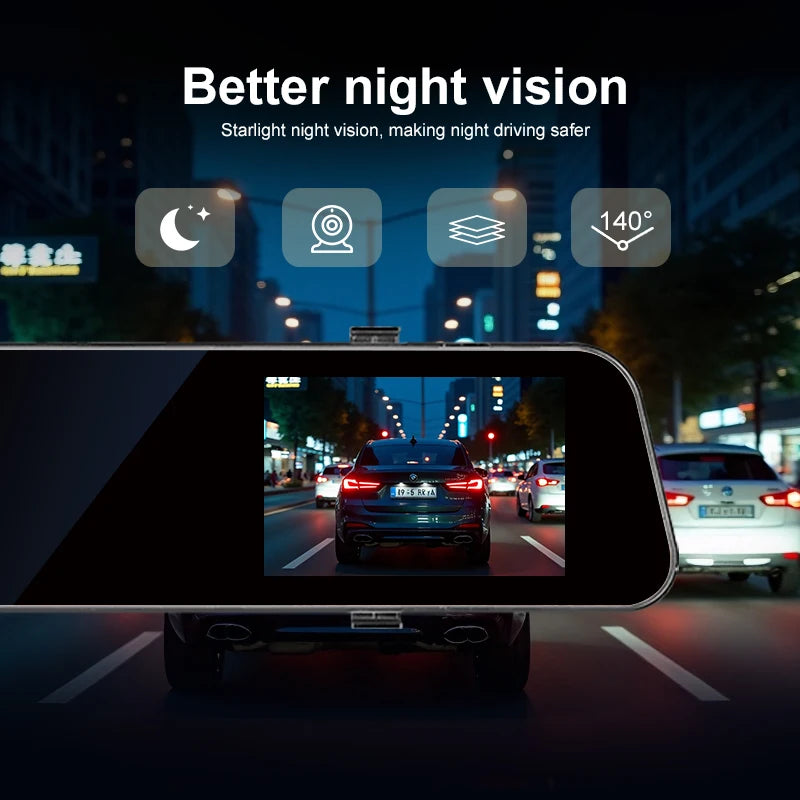 5.5" Rearview Mirror Dash Cam | 1080P HD, Front & Rear Dual Recording