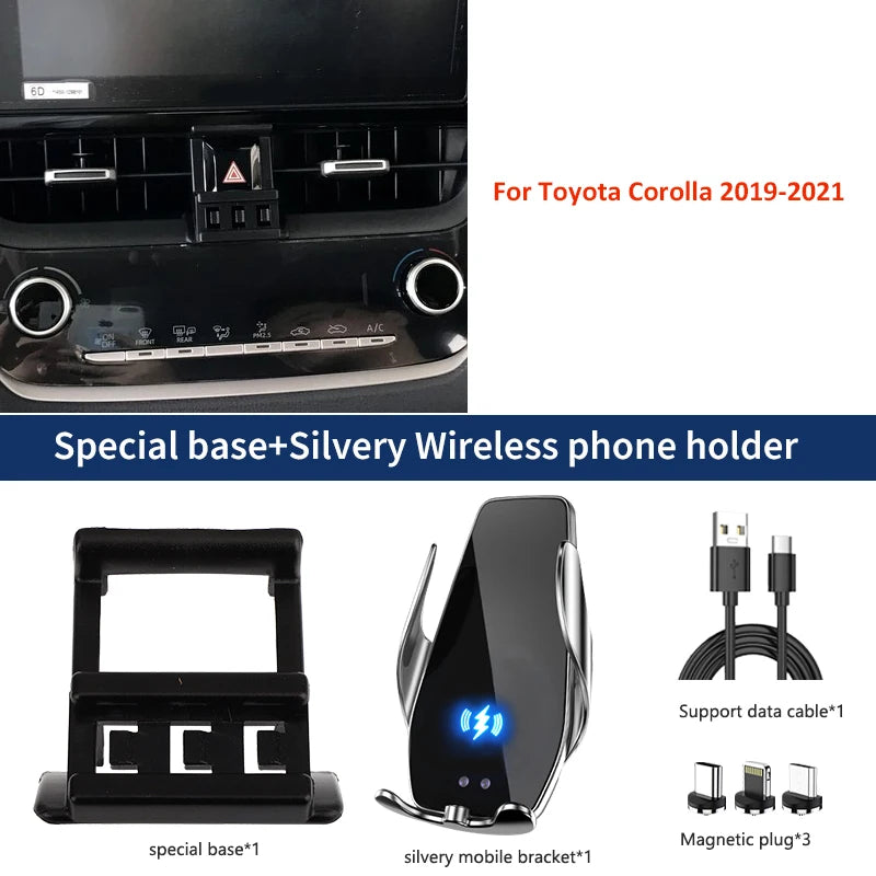 Car Mobile Phone Holder For Toyota Corolla MK12 2019-2021 Mounts Wireless Charging Dedicated Fixed Base Accessories