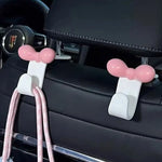 1pcs Cute Bow Pink Car Seat Back Hook Non Marking Headrest Hanger for Purse Umbrella Grocery Bag Car Organizer Accessory