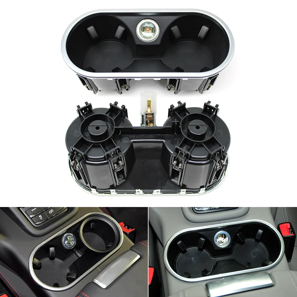 Car Center Console Cup Holder Assembly Drink Holder Buckle Cigarette Lighter for Porsche Cayenne 201