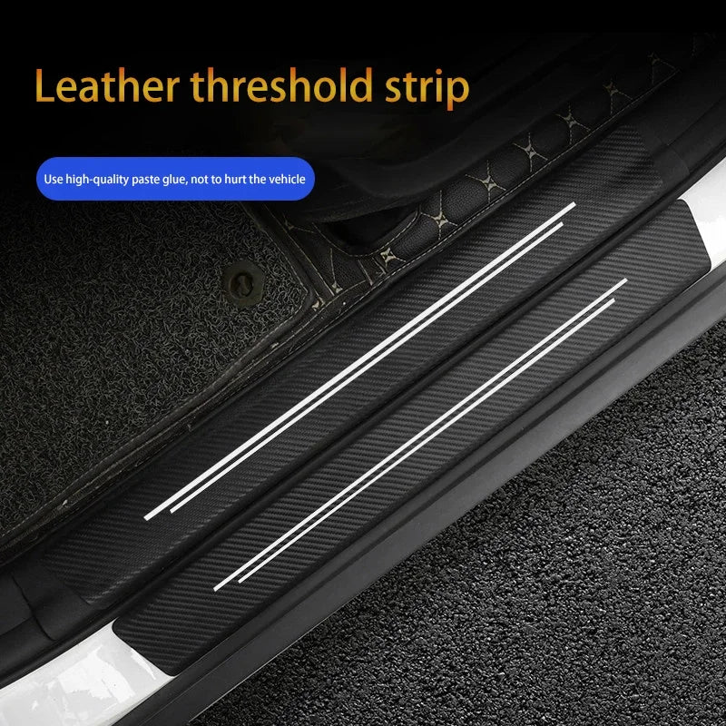 New Universal Imitation Carbon Fiber Leather Car Door Sill Protection Strip Tough And Durable Decora