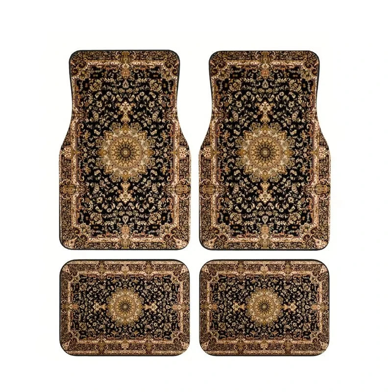 Red Bohemian Paisley Print Car Floor Mats 4Pcs Universal Anti-Slip Auto Carpet Interi alternate view