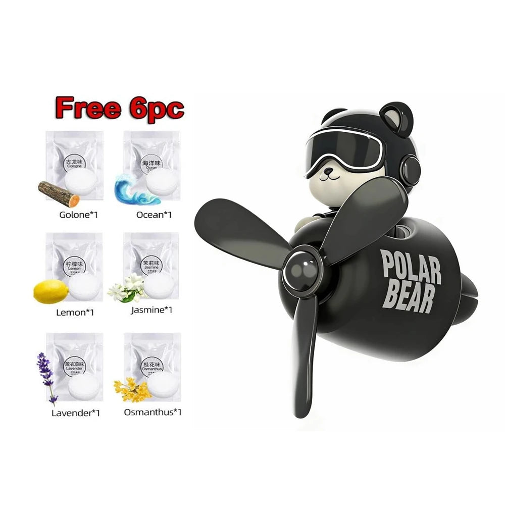 Pilot Bear Car Air Freshener Vent Clip | Cute DIY Perfume Diffuser for Car Air Outlet lifestyle view