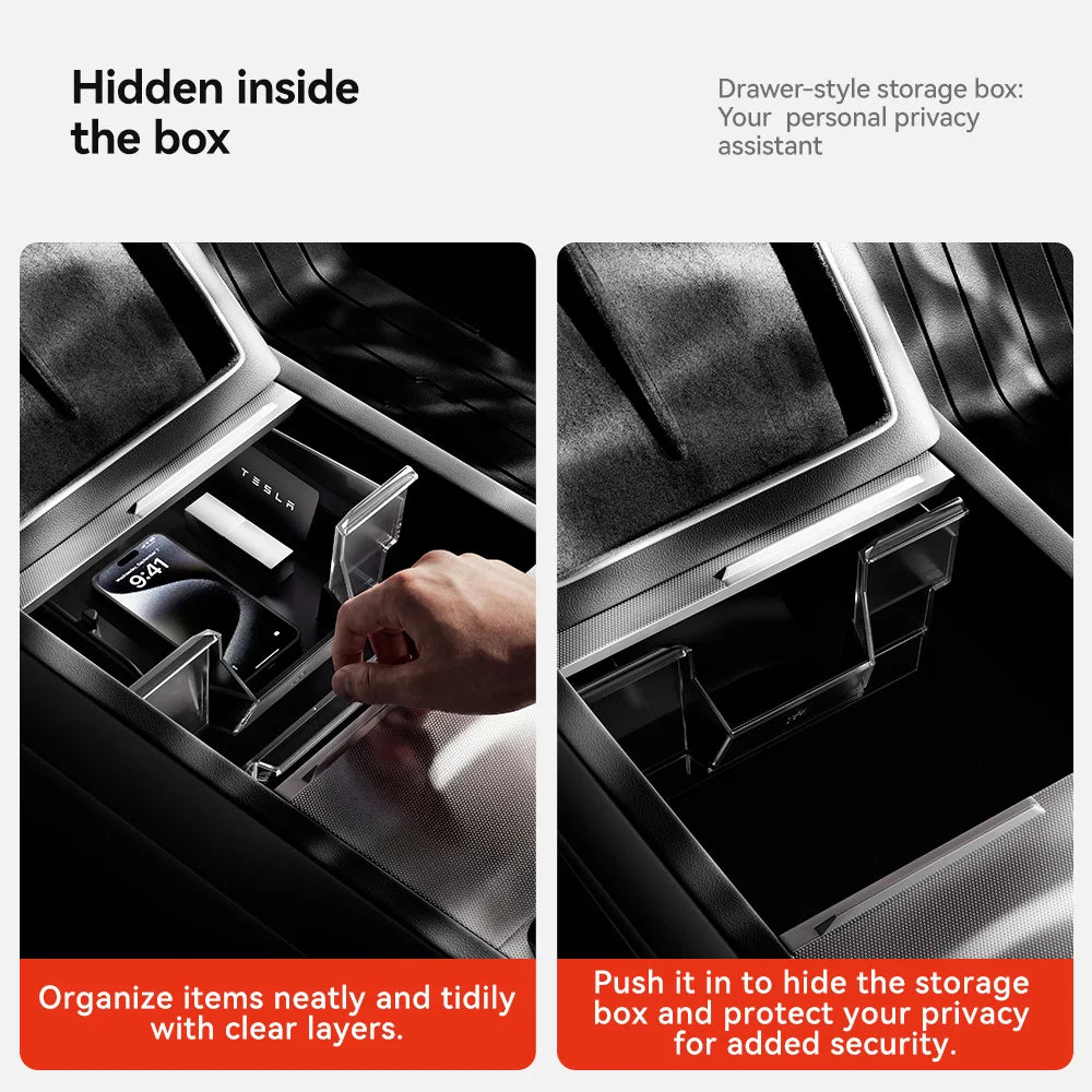 YZ For Tesla Storage Box Model 3 Y YL Highlang Juniper Center Console Armrest TPE Hid alternate view