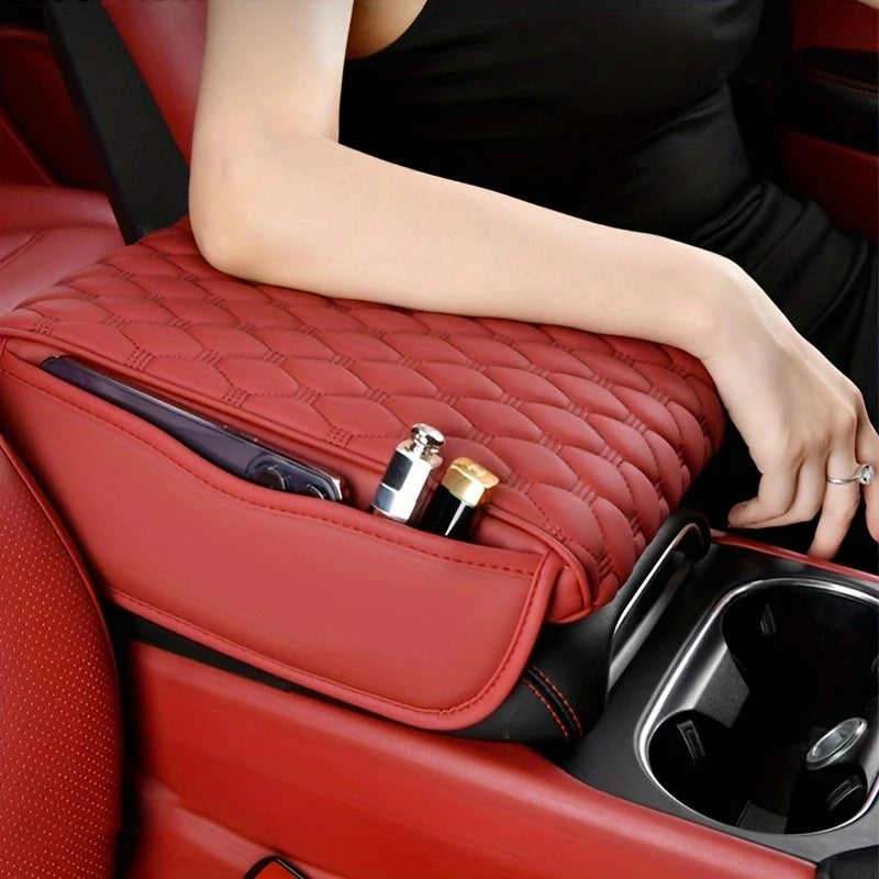 PU Leather Car Armrest Pad Organizer Bag Thicken Memory Foam Anti Scratch Pads Center Console Car Elbow Rest Protection Cushion