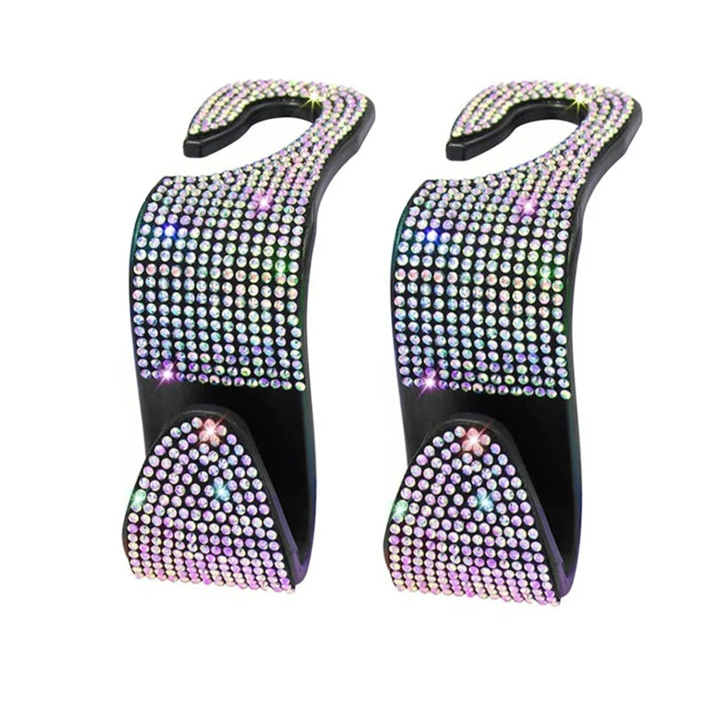 Rhinestone Decor Car Seat Back Hook Hanger Universal Bling Diamond Vehicle Auto Hea additional angle