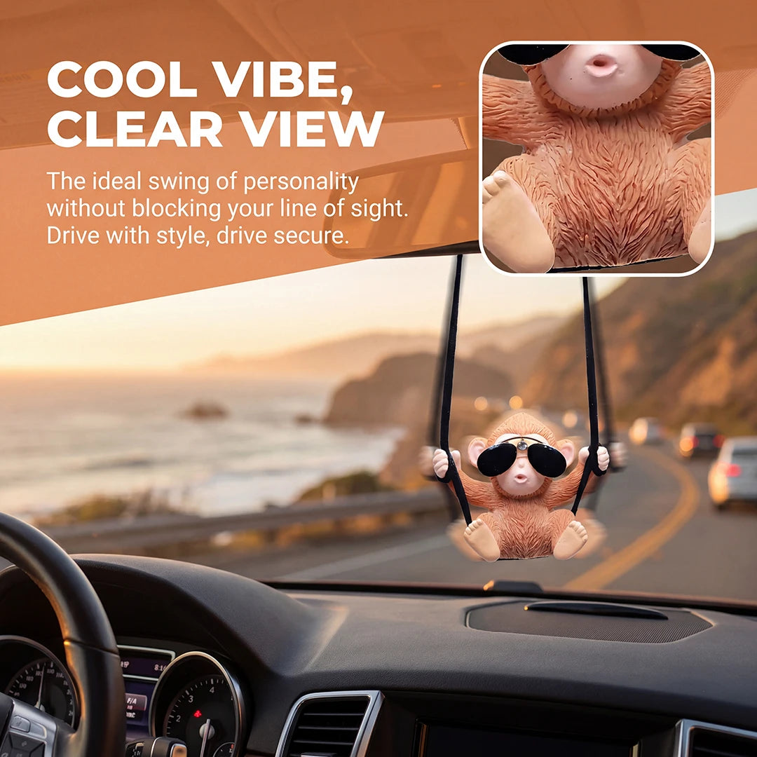 Cute Monkey Swing Car Hanging Ornament | Rearview Mirror Pendant