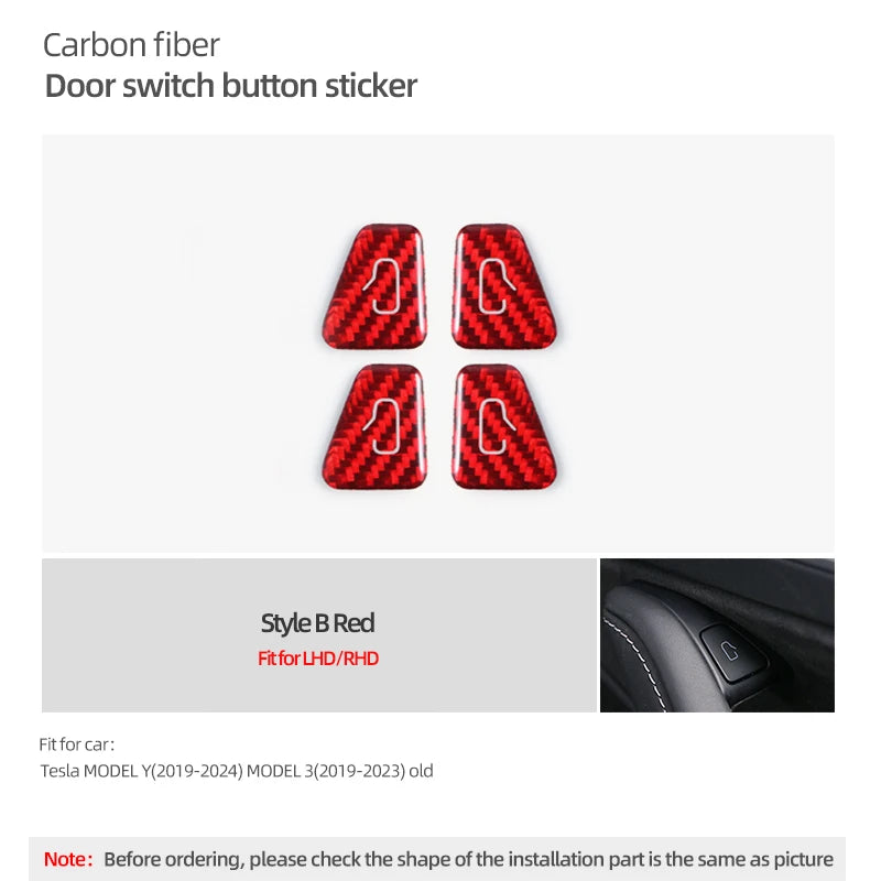 For Tesla Model 3 Highland Model Y Carbon Fiber Door Switch Trim | Interior Stickers lifestyle view