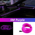 5M Car Interior Led Strip Light Neon EL Wiring Decorative Lamp For Auto DIY Flexible Amb detail view