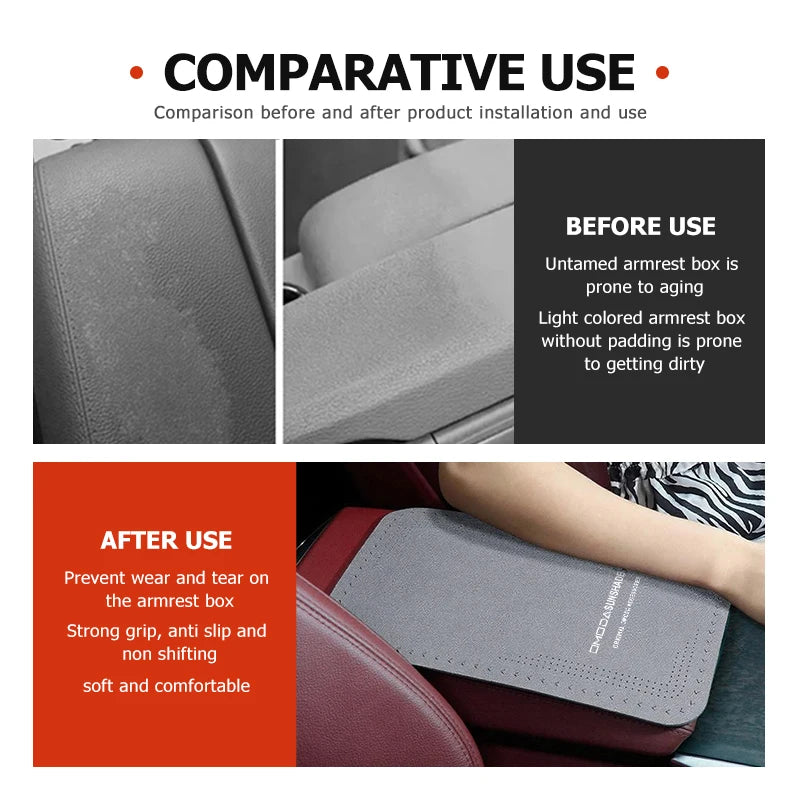 For Chery Omoda Breathable Leather Car Logo Armrest Box Cover Central Armrest Protecti close-up view