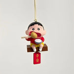 Crayon Shin-chan 2026 New Style Creative Cartoon Figurine Eating Potato And White Dog Car Dashboard Ornament Interior Decoration