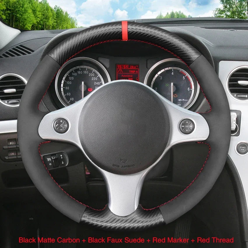 Black Faux Leather Car Steering Wheel Cover for Alfa Romeo 159 2005-2012 Brera Spid additional angle