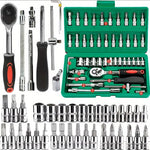 46Pcs Family Tools 1/4 Set Mechanic Tool Kits for Auto Repair Hous with Sockets Met additional angle