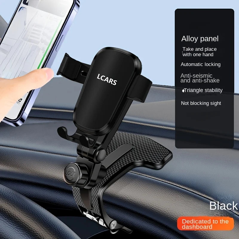 Lcars Car Dashboard Phone Holder, 360-Degree Adjustable Car Phone Mount with Anti-Slip Silicone Clip [Multi-Angle Stability] Suitable for All Smartphones