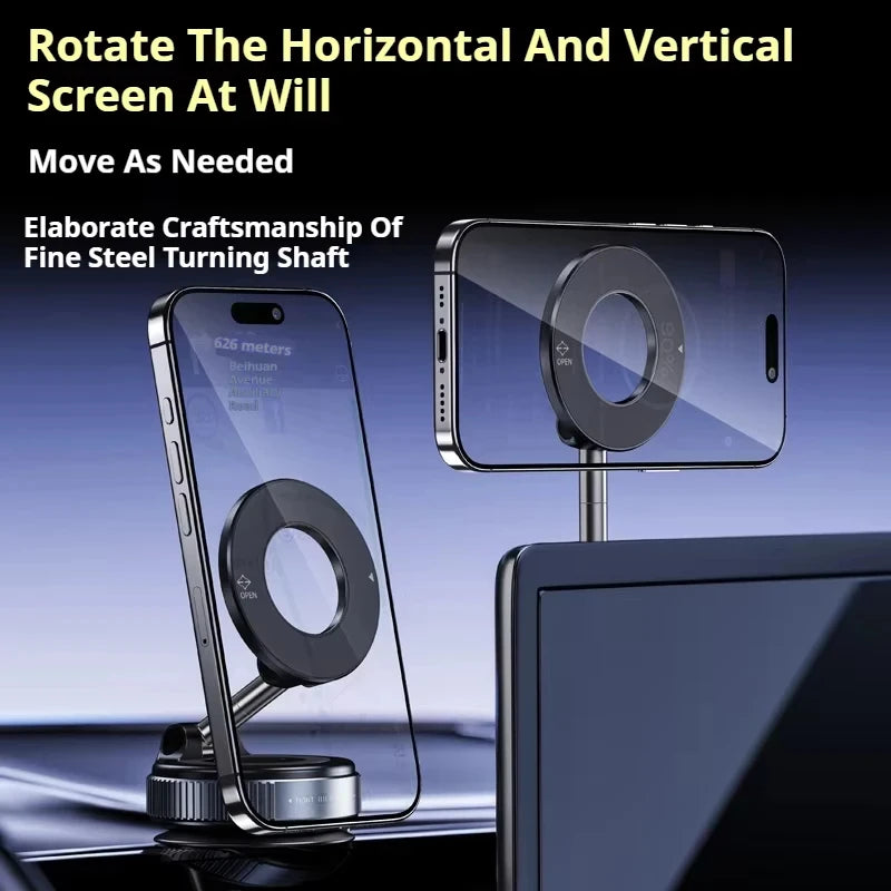 Super Strong Car Phone Holder | Vacuum Magnetic Suction Cup Mount with 360 Rotation close-up view