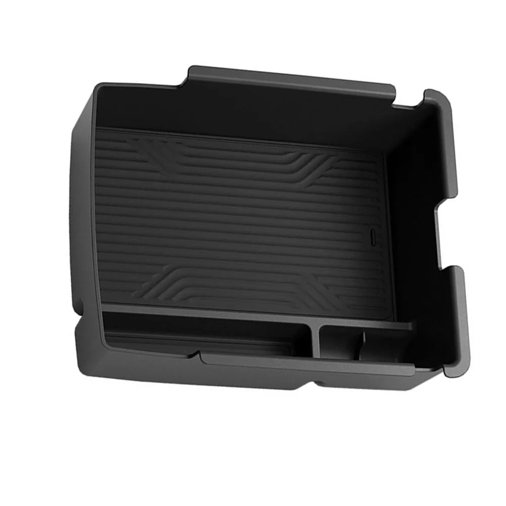 1Pc Car Armrest Storage Box For Kia K4 2025-2026 Center Console Organizer Bin Black AB close-up view