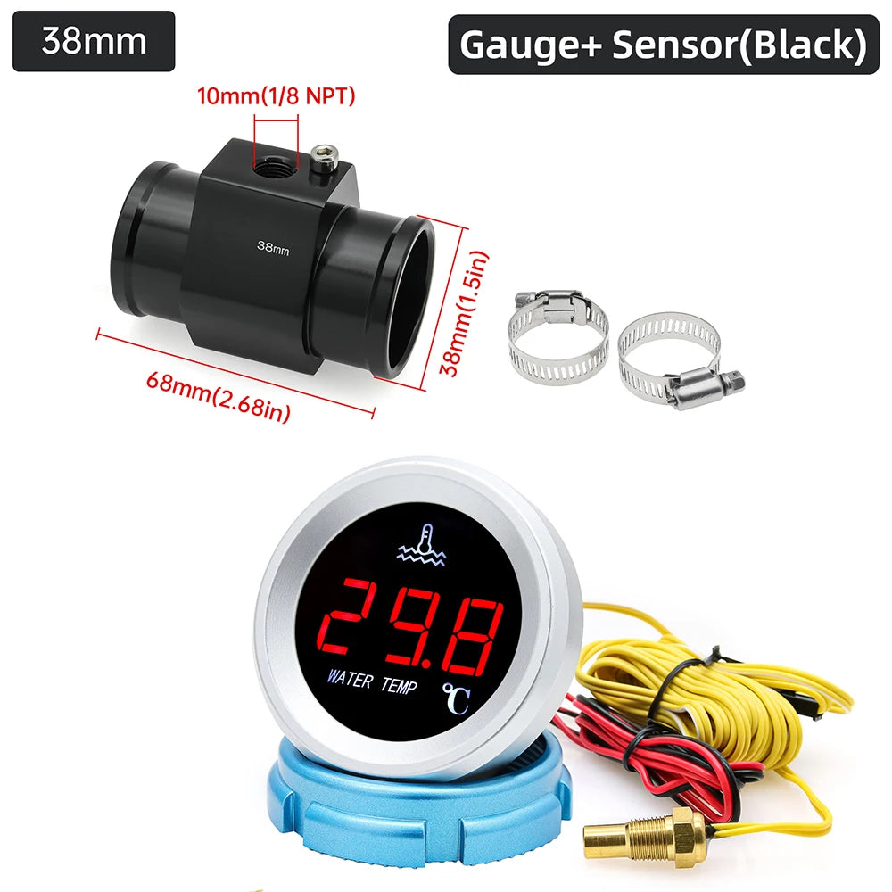 Car Water Temperature Gauge With 10mm Temp Sensor | Digital LCD Display for Car Truck close-up view