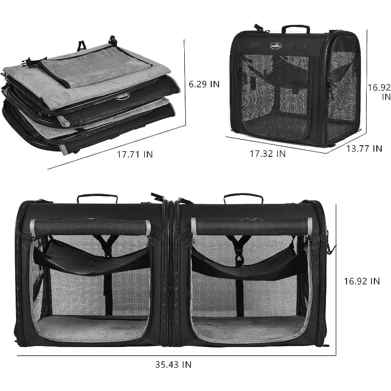 Wakytu Two-in-One Foldable Cat and Dog Carrier | Double Pet Transportation Bag alternate view
