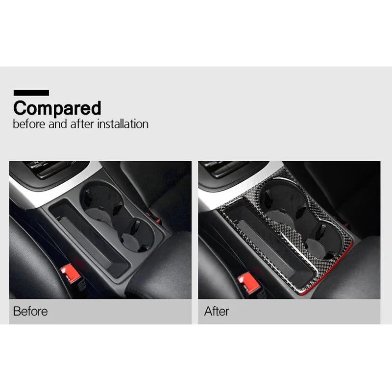 For Audi A4 B8 A5 2009-2016 Carbon Fiber Center Console Cup Holder Panel Trim Frame Decoration Sticker Car Interior Accessories