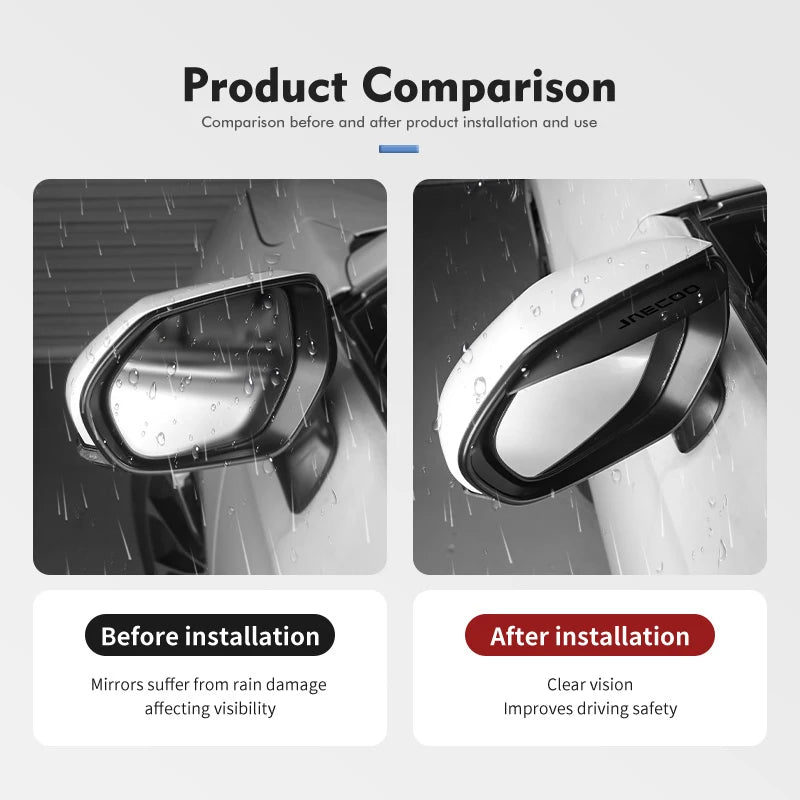 Car Sun Visor Rearview Mirror Rain Eyebrow Shield Stickers For JAECOO J7 PHEV J8 Omoda C9 2WD