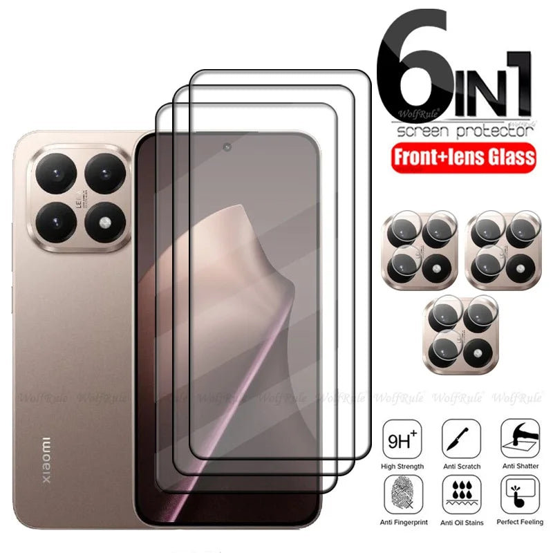 6-in-1 For Xiaomi 17 Glass Xiaomi 17 Tempered Glass Phone Protective Full Cover Glue 9H Screen Prote