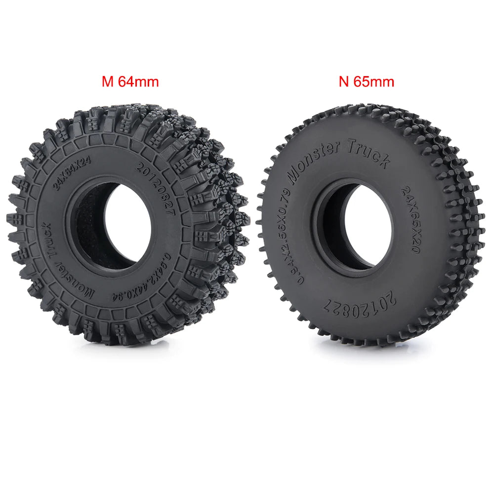 1.0 Inch Soft Rubber RC Crawler Tires 4Pcs for TRX-4M Axial SCX24 additional angle