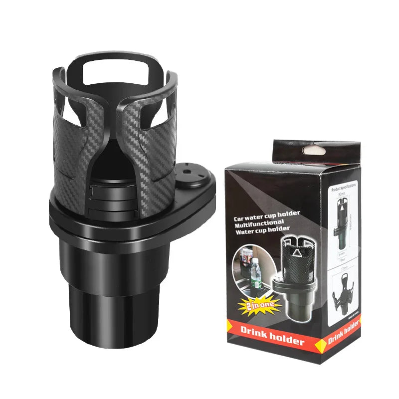 Double-Layer Rotating Car Cup Holder | Expandable Center Console Beverage Rack
